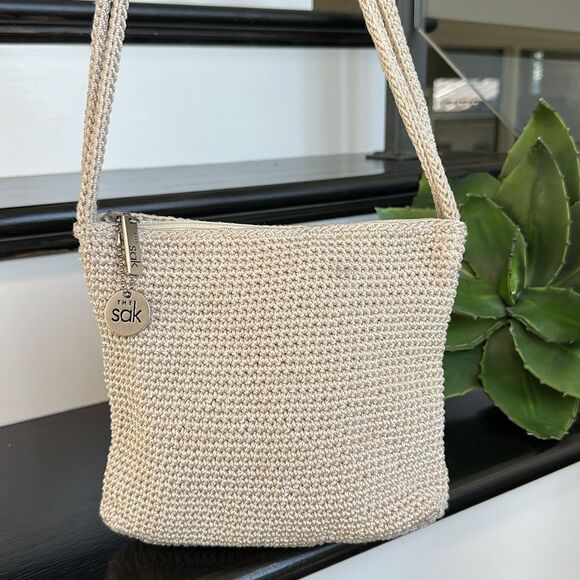 The Sak Handbags - The Sak Neutral Woven Shoulder Purse Double Strap Like New Grab & Go
